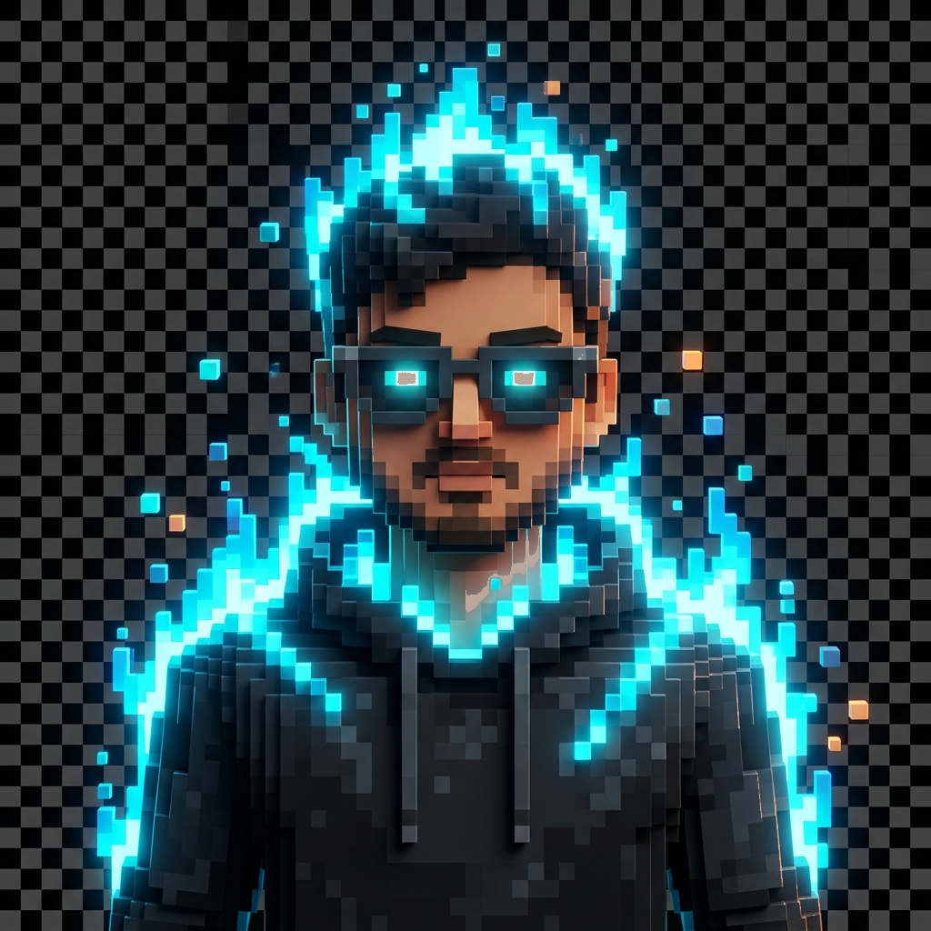 Voxel avatar with flame